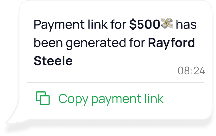 Payment link generated