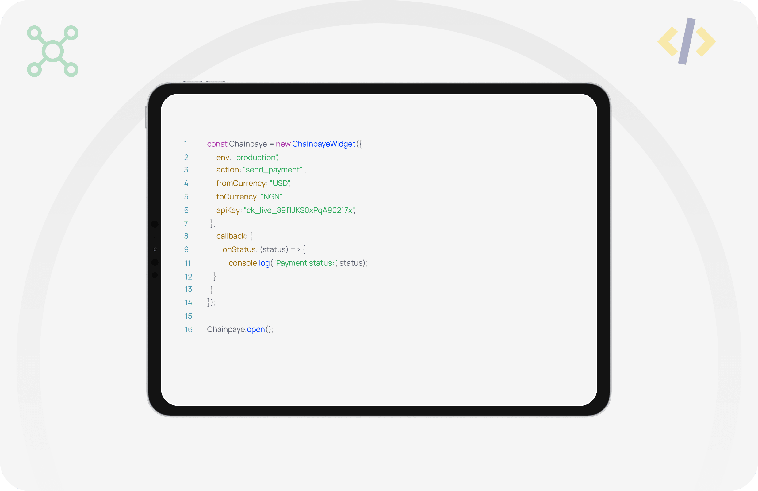 Integrate API Code Snippet