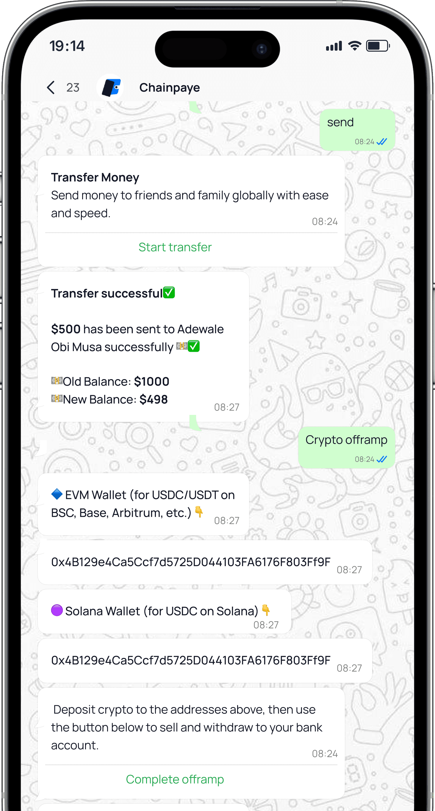 Chainpaye App Interface