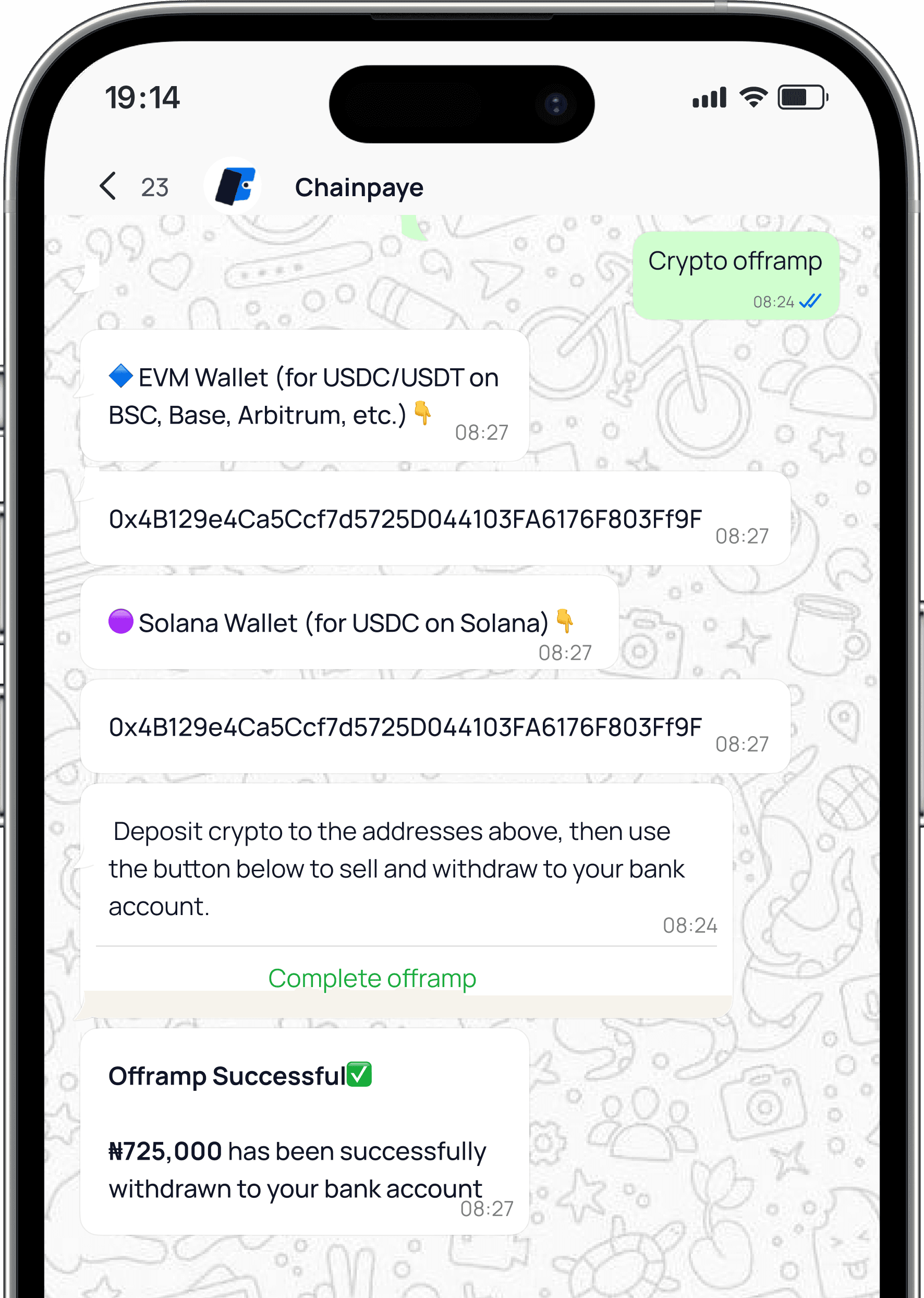 Crypto Cashout Interface